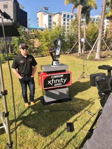 Tyler Reddick does an interview in Orlando