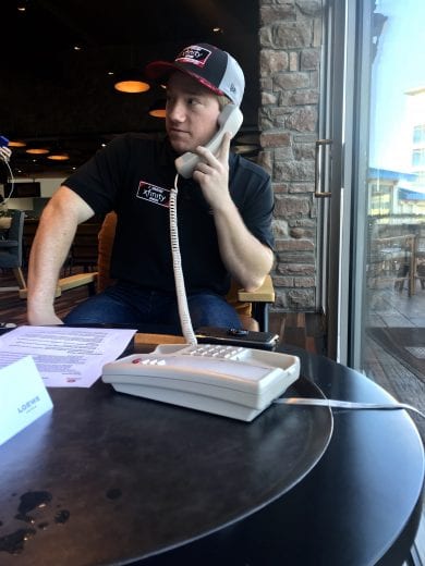 Tyler Reddick does an interview in Orlando