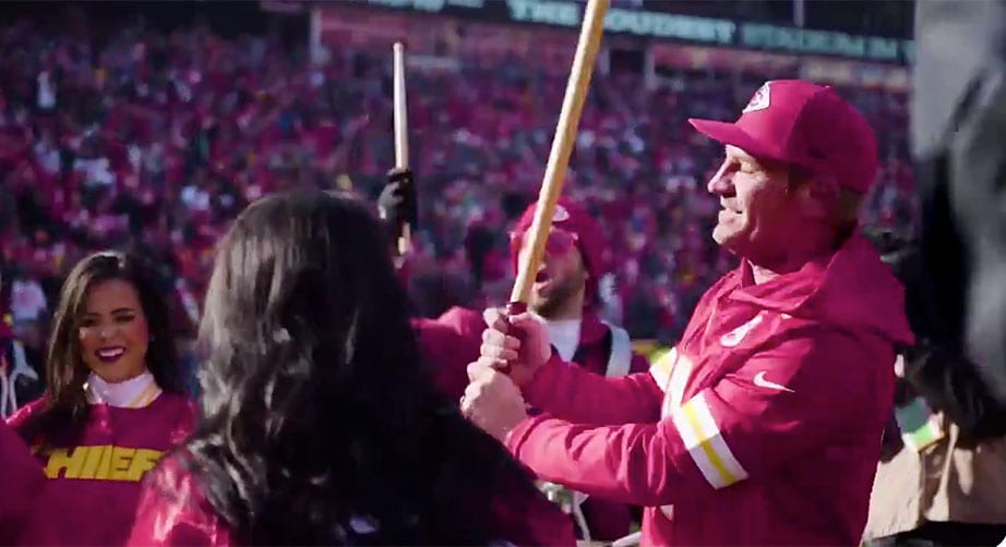 Clint Bowyer bangs the drum for the Kansas City Chiefs.