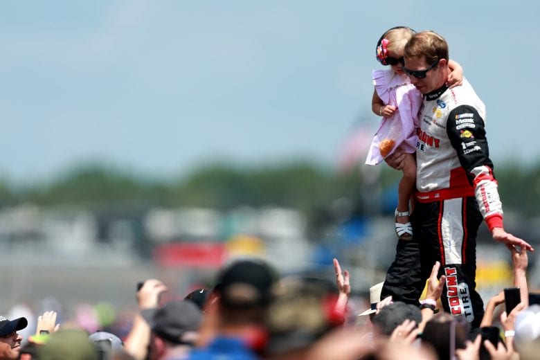 BROOKLYN, MI - AUGUST 12: Brad Keselowski, driver of the #2 Discount Tire Ford, is introduced during pre-race festivities for the Monster Energy NASCAR Cup Series Consmers Energy 400 at Michigan International Speedway on August 12, 2018 in Brooklyn, Michigan. (Photo by Sean Gardner/Getty Images) | Getty Images