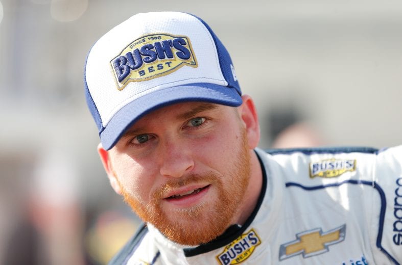 BRISTOL, TN - AUGUST 17: Chris Buescher, driver of the #37 Bush's Beans Chevrolet, stands by his car during qualifying for the Monster Energy NASCAR Cup Series Bass Pro Shops NRA Night Race at Bristol Motor Speedway on August 17, 2018 in Bristol, Tennessee. (Photo by Brian Lawdermilk/Getty Images) | Getty Images