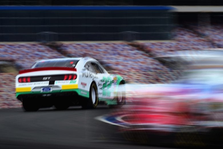 CHARLOTTE, NC - SEPTEMBER 27:  Austin Cindric, driver of the #22 MoneyLion Ford, practices for the NASCAR Xfinity Series Drive for the Cure 200 presented by Blue Cross Blue Shield of North Carolina at Charlotte Motor Speedway on September 27, 2018 in Charlotte, North Carolina.  (Photo by Jared C. Tilton/Getty Images) | Getty Images
