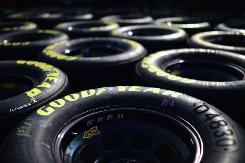CHARLOTTE, NC - SEPTEMBER 29:  A view of tires in the garage area during practice for the Monster Energy NASCAR Cup Series Bank of America Roval 400 at Charlotte Motor Speedway on September 29, 2018 in Charlotte, North Carolina.  (Photo by Jared C. Tilton/Getty Images) | Getty Images
