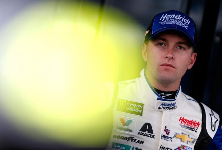 DOVER, DE - OCTOBER 05: William Byron, driver of the #24 Hendrick Autoguard Chevrolet, looks on during practice for the Monster Energy NASCAR Cup Series Gander Outdoors 400 at Dover International Speedway on October 5, 2018 in Dover, Delaware. (Photo by Brian Lawdermilk/Getty Images) | Getty Images