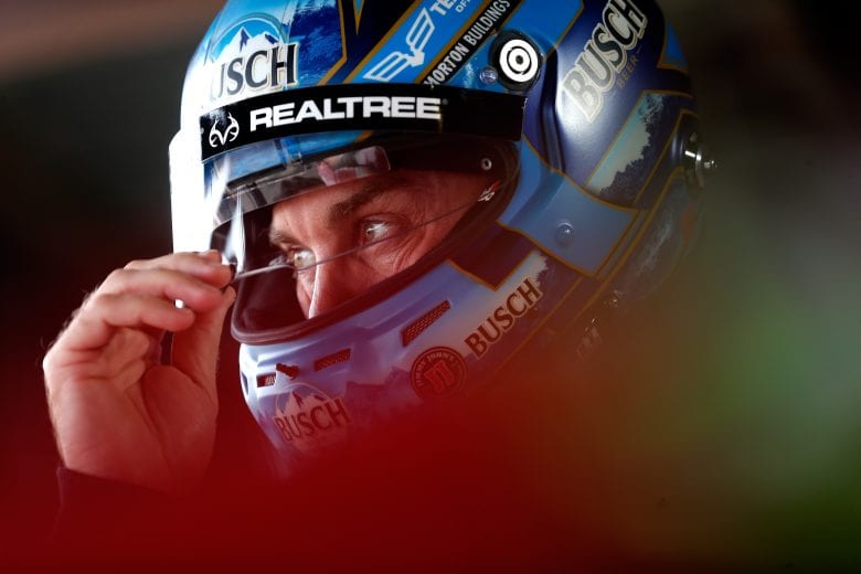 Kevin Harvick looks on