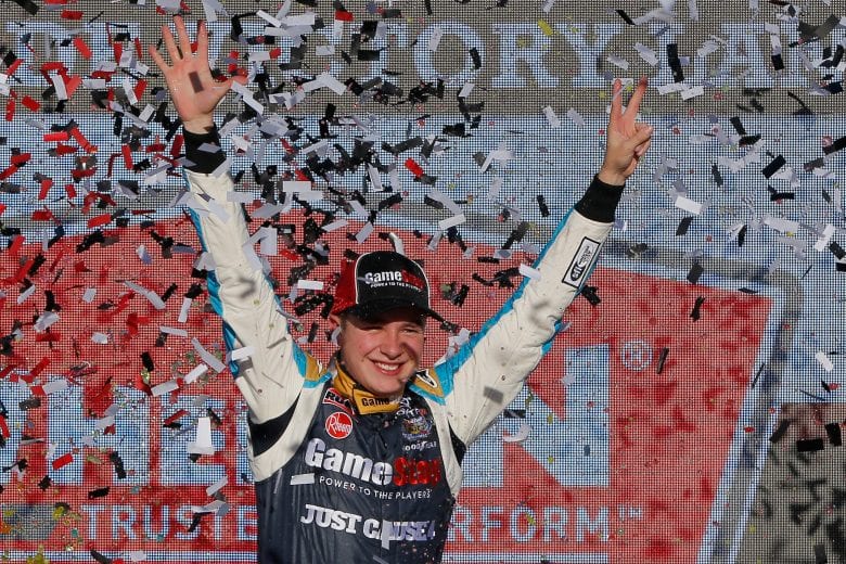 PHOENIX, AZ - NOVEMBER 10:  Christopher Bell, driver of the #20 GameStop Just Cause 4 Toyota, celebrates in Victory Lane after winning the NASCAR Xfinity Series Whelen Trusted To Perform 200 at ISM Raceway on November 10, 2018 in Phoenix, Arizona.  (Photo by Jonathan Ferrey/Getty Images) | Getty Images