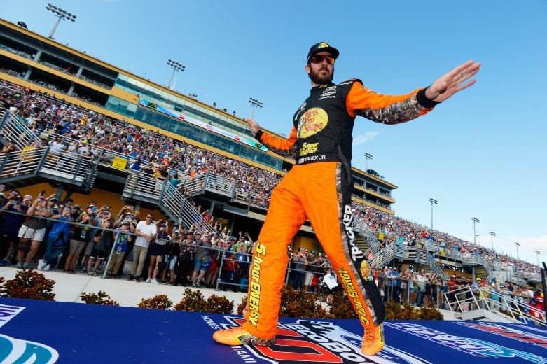 HOMESTEAD, FL - NOVEMBER 18: Martin Truex Jr., driver of the #78 Bass Pro Shops/5-hour ENERGY Toyota, is introduced during pre-race ceremonies for the Monster Energy NASCAR Cup Series Ford EcoBoost 400 at Homestead-Miami Speedway on November 18, 2018 in Homestead, Florida. (Photo by Robert Laberge/Getty Images) | Getty Images