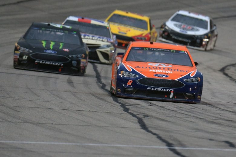 HAMPTON, GA - FEBRUARY 25: Brad Keselowski, driver of the #2 Autotrader Ford, leads a pack of cars during the Monster Energy NASCAR Cup Series Folds of Honor QuikTrip 500 at Atlanta Motor Speedway on February 25, 2018 in Hampton, Georgia. (Photo by Daniel Shirey/Getty Images) | Getty Images