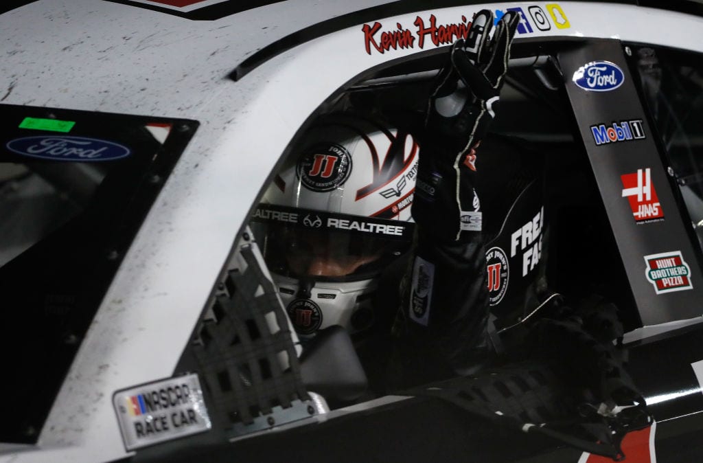 HAMPTON, GA - FEBRUARY 25:  Kevin Harvick, driver of the #4 Jimmy John's Ford, displays a three out of his window after winning the Monster Energy NASCAR Cup Series Folds of Honor QuikTrip 500 at Atlanta Motor Speedway on February 25, 2018 in Hampton, Georgia. The gesture shows tribute to the late Dale Earnhardt.  (Photo by Kevin C. Cox/Getty Images) | Getty Images