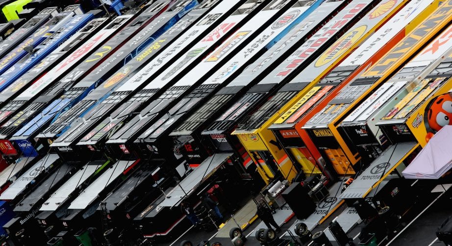 BRISTOL, TN - APRIL 16:  General view of pit road during the rain delayed  Monster Energy NASCAR Cup Series Food City 500 at Bristol Motor Speedway on April 16, 2018 in Bristol, Tennessee.  (Photo by Jerry Markland/Getty Images) | Getty Images
