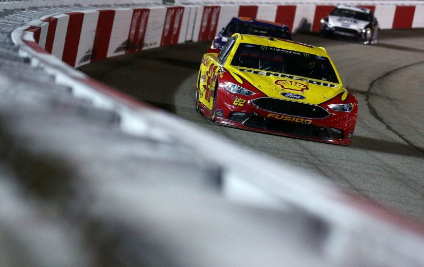 Joey Logano leads the way in the Toyota Owners 400 at Richmond Raceway.