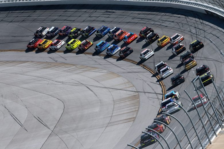 TALLADEGA, AL - APRIL 29: Brad Keselowski, driver of the #2 Snap On Ford, leads the field during the Monster Energy NASCAR Cup Series GEICO 500 at Talladega Superspeedway on April 29, 2018 in Talladega, Alabama.  (Photo by Sean Gardner/Getty Images) | Getty Images