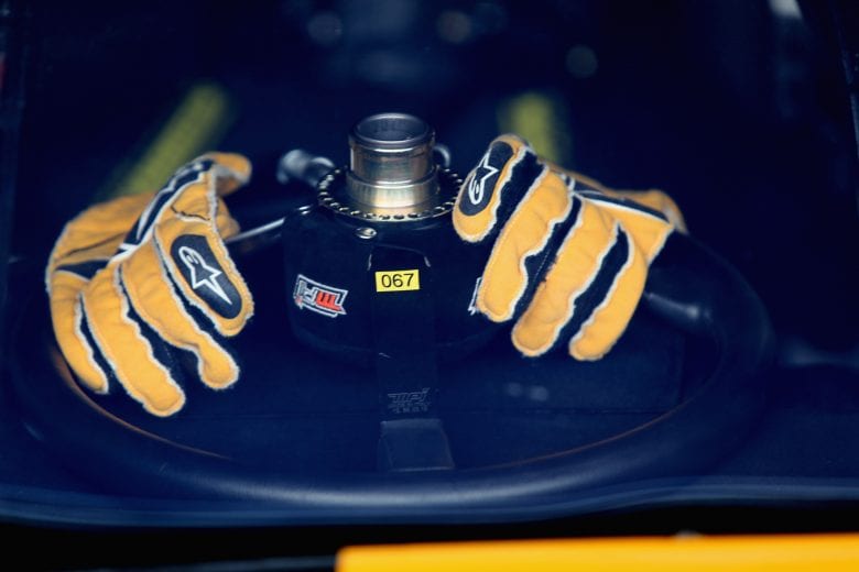 BROOKLYN, MI - JUNE 08:  Detail photo of Erik Jones, driver of the #20 DeWalt Toyota, gloves in his car during practice for the Monster Energy NASCAR Cup Series Firekeepers Casino 400 at Michigan International Speedway on June 8, 2018 in Brooklyn, Michigan.  (Photo by Jerry Markland/Getty Images) | Getty Images