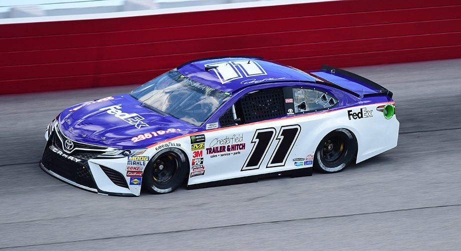 Denny Hamlin takes a lap at Darlington Raceway.