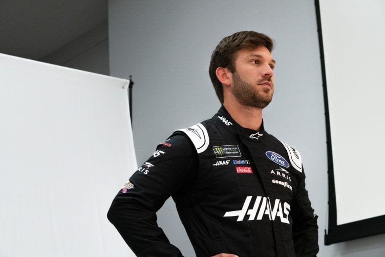 Daniel Suarez participates in a Stewart-Haas Racing photo shoot.