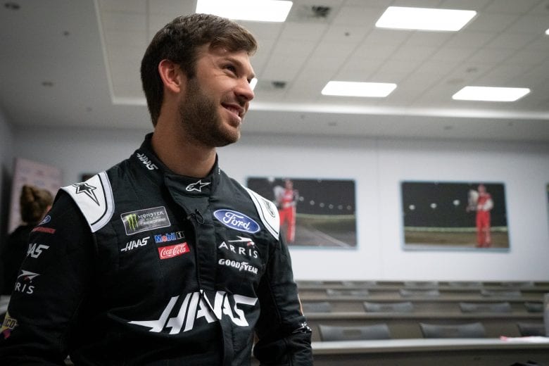 Daniel Suarez participates in a Stewart-Haas Racing photo shoot.
