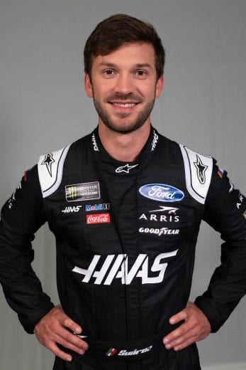 Daniel Suarez participates in a Stewart-Haas Racing photo shoot.