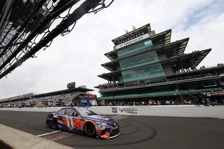 INDIANAPOLIS, IN - SEPTEMBER 10:  Denny Hamlin, driver of the #11 FedEx Possibilities Toyota, drives during the Monster Energy NASCAR Cup Series Big Machine Vodka 400 at the Brickyard at Indianapolis Motor Speedway on September 10, 2018 in Indianapolis, Indiana.  (Photo by Chris Graythen/Getty Images) | Getty Images