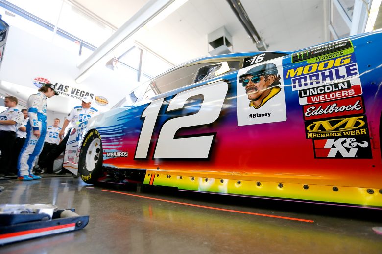 LAS VEGAS, NV - SEPTEMBER 14:  Ryan Blaney, driver of the #12 PPG Ford,  in the garage during practice for the Monster Energy NASCAR Series South Point Hotel and Casino 400 at Las Vegas Motor Speedway on September 14, 2018 in Las Vegas, Nevada.  (Photo by Jonathan Ferrey/Getty Images) | Getty Images