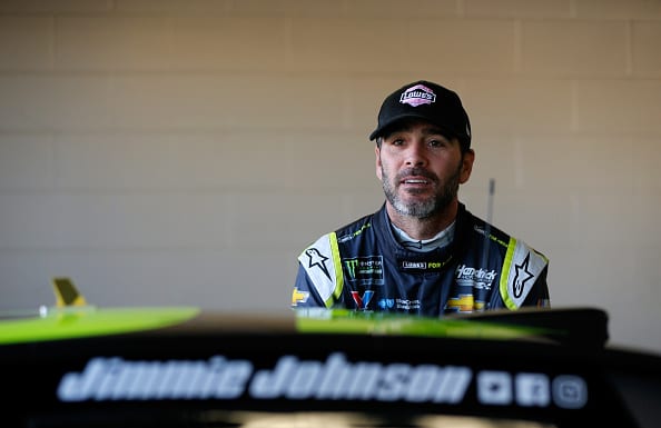 KANSAS CITY, KS - OCTOBER 20:  Jimmie Johnson, driver of the #48 Lowe's for Pros Chevrolet, stands by his car during practice for the Monster Energy NASCAR Cup Series Hollywood Casino 400 at Kansas Speedway on October 20, 2018 in Kansas City, Kansas.  (Photo by Jonathan Ferrey/Getty Images) | Getty Images