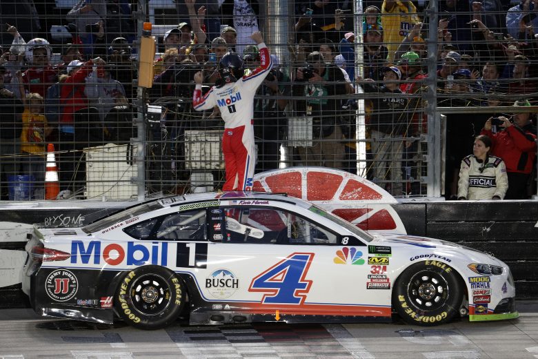 FORT WORTH, TX - NOVEMBER 04:  Kevin Harvick,c driver of the #4 Mobil 1 Ford, celebrates after winning the Monster Energy NASCAR Cup Series AAA Texas 500 at Texas Motor Speedway on November 4, 2018 in Fort Worth, Texas.  (Photo by Chris Graythen/Getty Images) | Getty Images