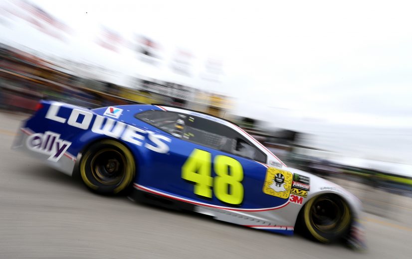HOMESTEAD, FL - NOVEMBER 16:  Jimmie Johnson, driver of the #48 Lowe's Rookie Throwback Chevrolet, drives through the garage area during practice for the Monster Energy NASCAR Cup Series Ford EcoBoost 400 at Homestead-Miami Speedway on November 16, 2018 in Homestead, Florida.  (Photo by Brian Lawdermilk/Getty Images) | Getty Images