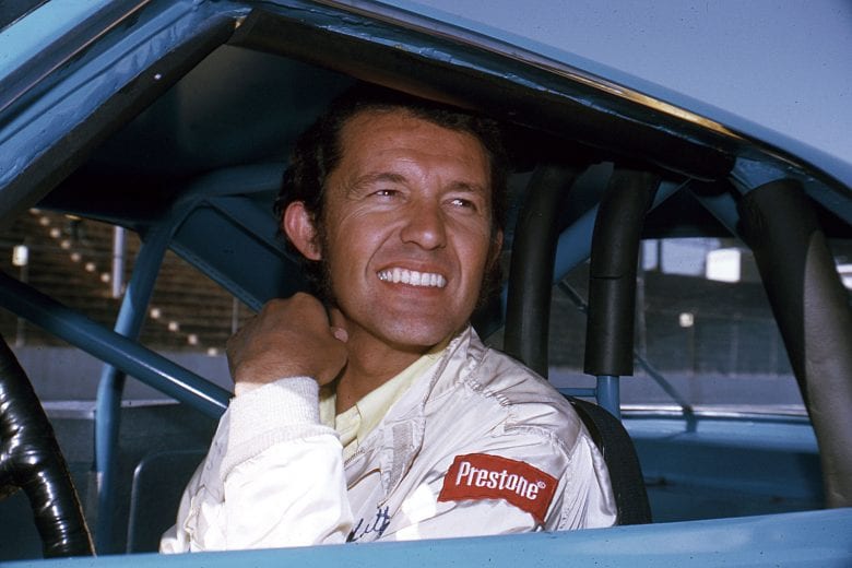 Richard Petty looks on in his No. 43 car.
