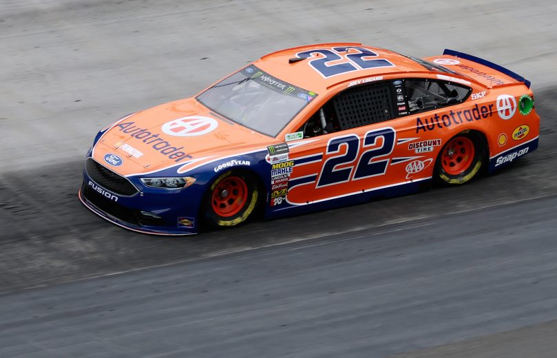 BRISTOL, TN - APRIL 21:  Joey Logano, driver of the #22 Autotrader Ford, drives during practice for the Monster Energy NASCAR Cup Series Food City 500 at Bristol Motor Speedway on April 21, 2017 in Bristol, Tennessee.  (Photo by Matt Sullivan/Getty Images) | Getty Images