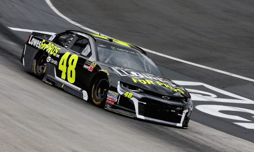 BRISTOL, TN - APRIL 15:  Jimmie Johnson, driver of the #48 Lowe's for Pros Chevrolet, races during the Monster Energy NASCAR Cup Series Food City 500 at Bristol Motor Speedway on April 15, 2018 in Bristol, Tennessee.  (Photo by Jerry Markland/Getty Images) | Getty Images