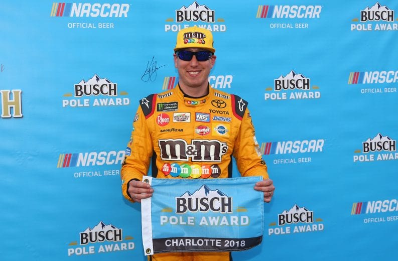 Kyle Busch wins the Busch Pole Award at Charlotte in 2018.