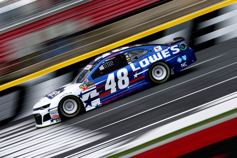 CHARLOTTE, NC - MAY 26: Jimmie Johnson, driver of the #48 Lowe's Patriotic Chevrolet, practices for the Monster Energy NASCAR Cup Series Coca-Cola 600 at Charlotte Motor Speedway on May 26, 2018 in Charlotte, North Carolina.  (Photo by Sarah Crabill/Getty Images) | Getty Images