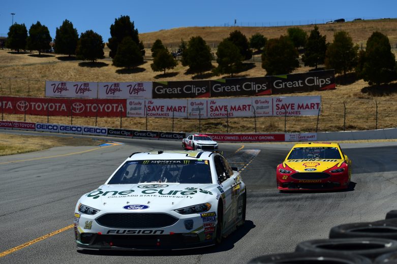SONOMA, CA - JUNE 24:  Clint Bowyer, driver of the #14 One Cure Ford, leads a pack of cars during the Monster Energy NASCAR Cup Series Toyota/Save Mart 350 at Sonoma Raceway on June 24, 2018 in Sonoma, California.  (Photo by Jared C. Tilton/Getty Images) | Getty Images