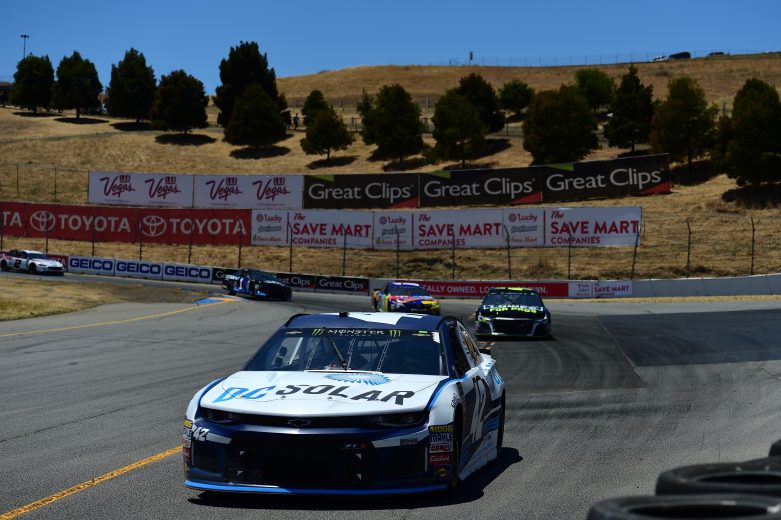 SONOMA, CA - JUNE 24:  Kyle Larson, driver of the #42 DC Solar Chevrolet, leads a pack of cars during the Monster Energy NASCAR Cup Series Toyota/Save Mart 350 at Sonoma Raceway on June 24, 2018 in Sonoma, California.  (Photo by Jared C. Tilton/Getty Images) | Getty Images