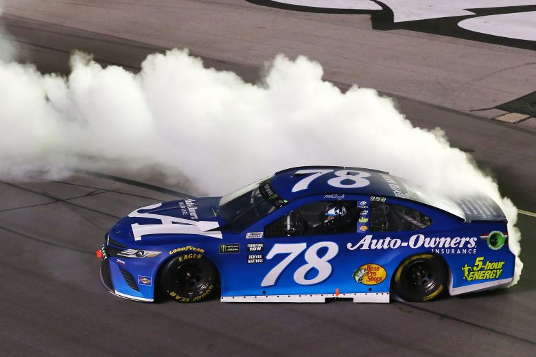 SPARTA, KY - JULY 14:  Martin Truex Jr., driver of the #78 Auto-Owners Insurance Toyota, celebrates with a burnout after winning the Monster Energy NASCAR Cup Series Quaker State 400 presented by Walmart at Kentucky Speedway on July 14, 2018 in Sparta, Kentucky.  (Photo by Sarah Crabill/Getty Images) | Getty Images