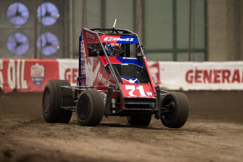 Christopher Bell drives his dirt midget at the Chili Bowl.