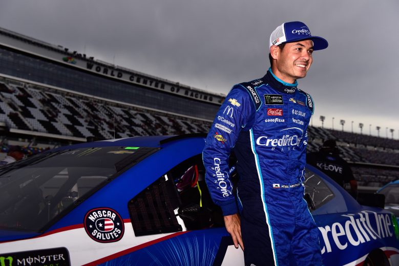 DAYTONA BEACH, FL - JULY 06: Kyle Larson, driver of the #42 Credit One Bank Chevrolet, stands on the grid during qualifying for the Monster Energy NASCAR Cup Series Coke Zero Sugar 400 at Daytona International Speedway on July 6, 2018 in Daytona Beach, Florida. (Photo by Jared C. Tilton/Getty Images) | Getty Images