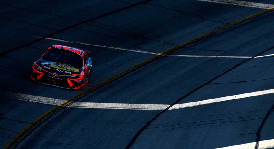 Martin Truex Jr. is shown solo on the Atlanta Motor Speedway track.