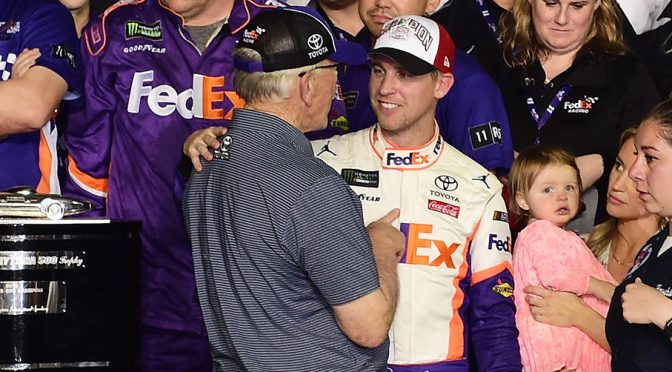 As per tradition, Joe Gibbs Racing celebrates Daytona 500 victory at Steak ‘n Shake
