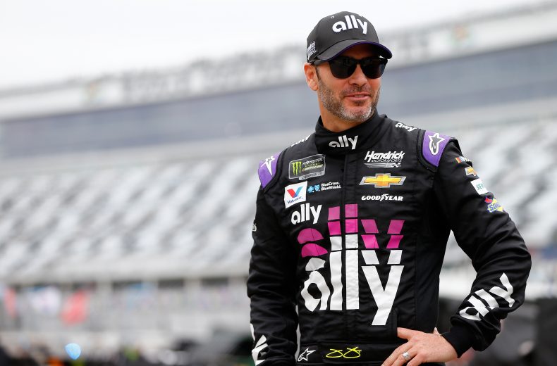 Jimmie Johnson looks on at Daytona.