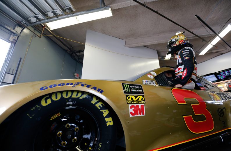 Austin Dillon climbs into his car at Daytona.