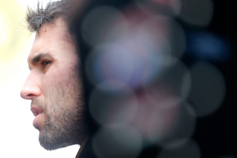 DAYTONA BEACH, FL - FEBRUARY 09:  Aric Almirola, driver of the #10 Smithfield Prime Fresh Ford, stands in the garage area  during practice for the Monster Energy NASCAR Cup Series Advance Auto Parts Clash at Daytona International Speedway on February 9, 2019 in Daytona Beach, Florida.  (Photo by Brian Lawdermilk/Getty Images) | Getty Images