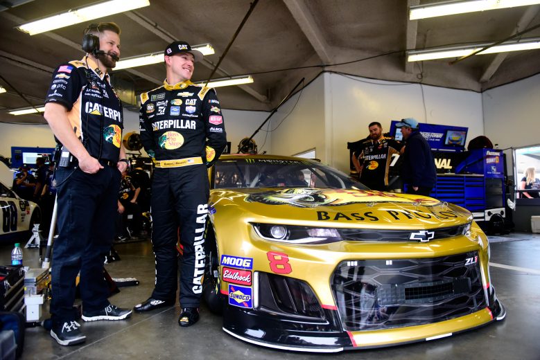 Daniel Hemric stands next to his No. 8 car at Daytona.