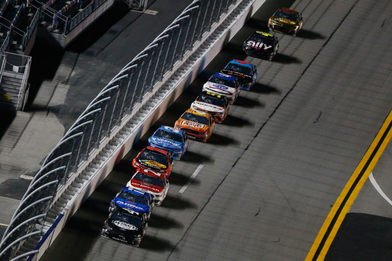 DAYTONA BEACH, FL - FEBRUARY 14: Kevin Harvick, driver of the #4 Busch Beer Car2Can Ford, leads during the Monster Energy NASCAR Cup Series Gander RV Duel At DAYTONA #1 at Daytona International Speedway on February 14, 2019 in Daytona Beach, Florida. (Photo by Brian Lawdermilk/Getty Images) | Getty Images