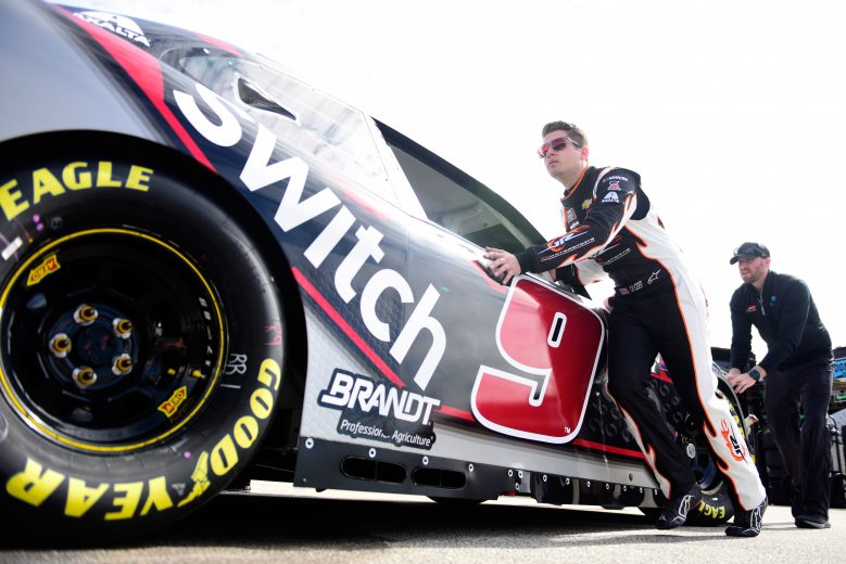 DAYTONA BEACH, FL - FEBRUARY 15: Noah Gragson pushes the #9 Switch Chevrolet through the garage area during practice for the NASCAR Xfinity Series NASCAR Racing Experience 300 at Daytona International Speedway on February 15, 2019 in Daytona Beach, Florida. (Photo by Jared C. Tilton/Getty Images) | Getty Images