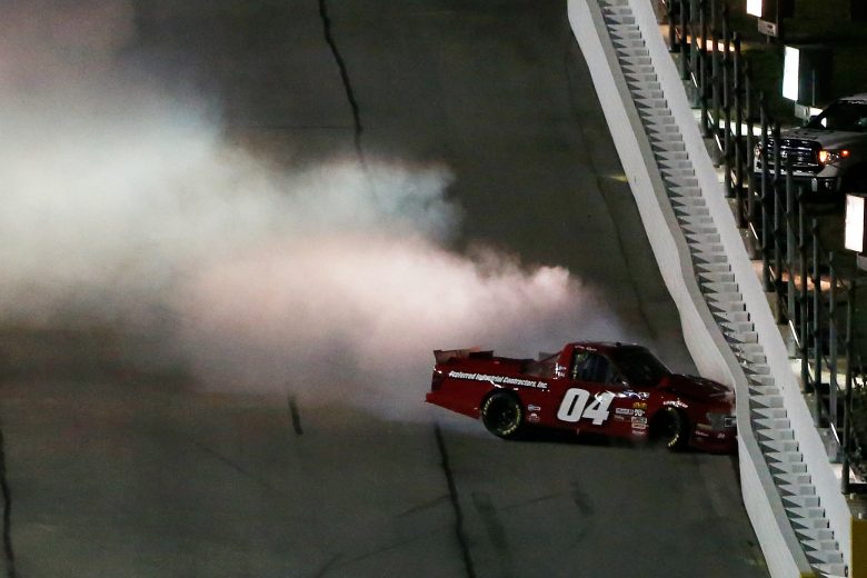 Cory Roper crashes in the Truck Series race at Daytona.