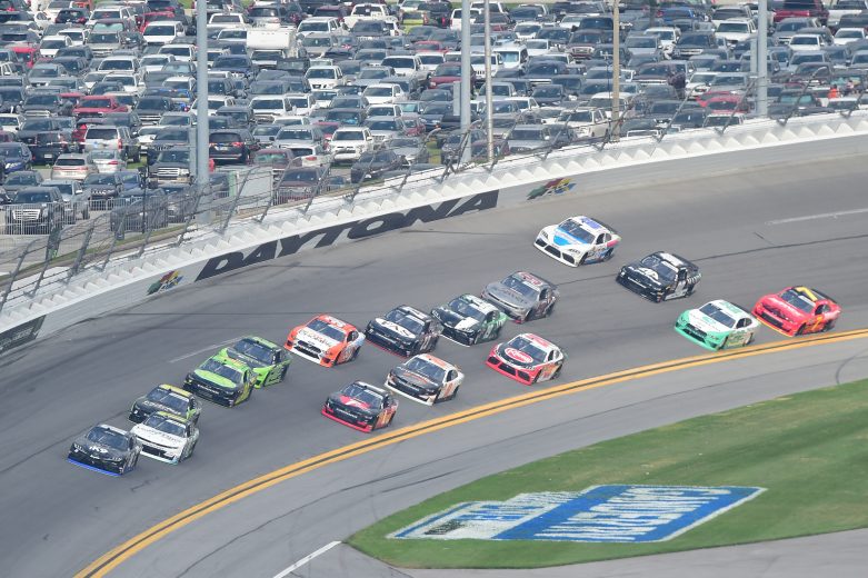 DAYTONA BEACH, FL - FEBRUARY 16: Jeffrey Earnhardt, driver of the #18 iK9 Toyota, leads a pack of cars during the NASCAR Xfinity Series NASCAR Racing Experience 300 at Daytona International Speedway on February 16, 2019 in Daytona Beach, Florida. (Photo by Jared C. Tilton/Getty Images) | Getty Images