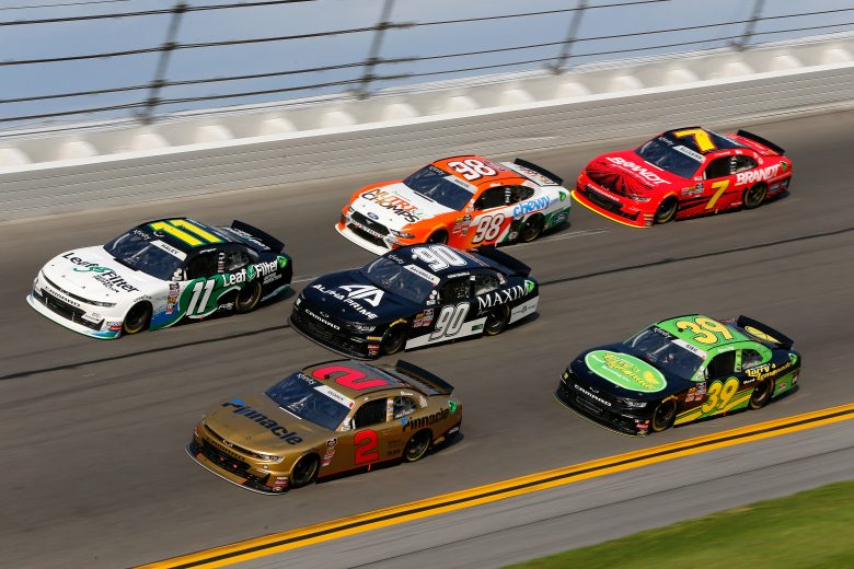 DAYTONA BEACH, FL - FEBRUARY 16: A pack of cars drives during the NASCAR Xfinity Series NASCAR Racing Experience 300 at Daytona International Speedway on February 16, 2019 in Daytona Beach, Florida. (Photo by Jonathan Ferrey/Getty Images) | Getty Images