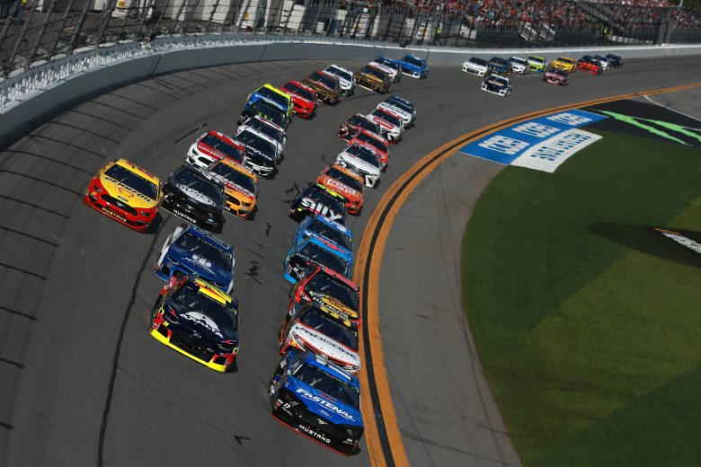 DAYTONA BEACH, FL - FEBRUARY 17: Matt DiBenedetto, driver of the #95 Procore Toyota, leads the field during the Monster Energy NASCAR Cup Series 61st Annual Daytona 500 at Daytona International Speedway on February 17, 2019 in Daytona Beach, Florida. (Photo by Sean Gardner/Getty Images) | Getty Images