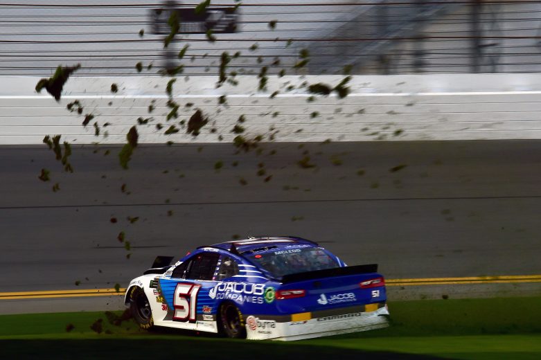 DAYTONA BEACH, FL - FEBRUARY 17: BJ McLeod, driver of the #51 Jacob Companies Chevrolet, is involved in an on-track incident during the Monster Energy NASCAR Cup Series 61st Annual Daytona 500 at Daytona International Speedway on February 17, 2019 in Daytona Beach, Florida. (Photo by Jared C. Tilton/Getty Images) | Getty Images