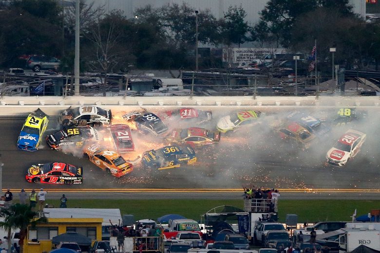 DAYTONA BEACH, FL - FEBRUARY 17: Several car crash during the Monster Energy NASCAR Cup Series 61st Annual Daytona 500 at Daytona International Speedway on February 17, 2019 in Daytona Beach, Florida. (Photo by Brian Lawdermilk/Getty Images) | Getty Images